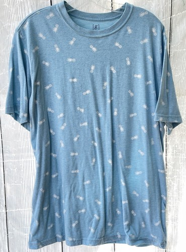 Camisa azul manga corta George para hombre L 42-44 piñas blancas - Imagen 1 de 5