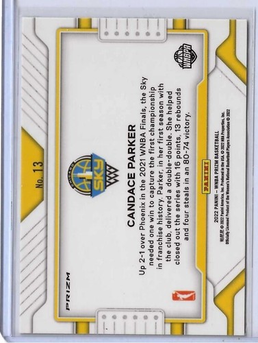 Candace Parker 2022 Panini Prizm WNBA Widescreen Green Prizm  #13 Chicago Sky - Picture 2 of 2