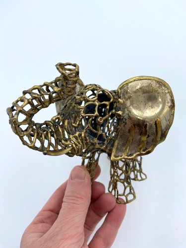 Vintage Metall Elefantenrüssel Figur mexikanische Volkskunst filigran Lötzinn 5" Handarbeit - Bild 5 von 11