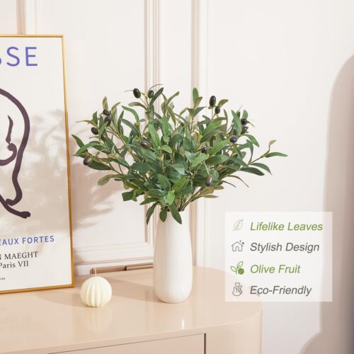 5PCS Faux Olive Branches for Vase Fake Plants, 18 Inch Artificial Green Branch - Picture 4 of 9