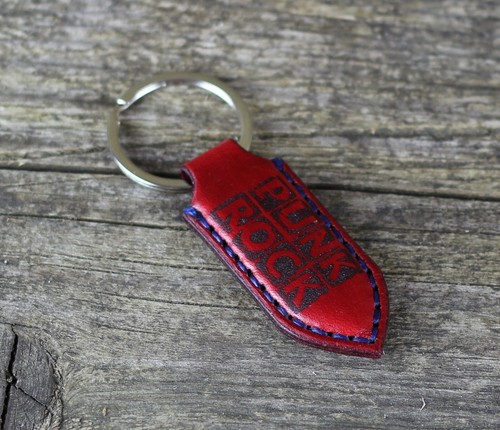 PUNK ROCK - Leather key chain, Rock n Roll key fob, key holder. - Picture 4 of 4