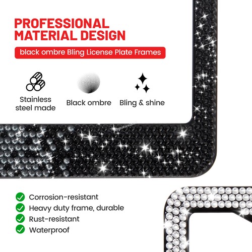 For BMW Mini Cooper License Plate Frame Bling Crystal Rhinestone Car Cool Gift - Foto 3 di 8