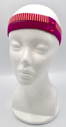 Nike Headband 2 Pack Adult Sport Stripe Hairbands Bright Magenta/Atomic - Picture 2 of 6
