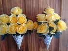 Pair of artificial yellow colour roses flower & hanging Baskets Decorations