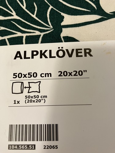 NEW Ikea ALPKLOVER Fig Tree Leaves Print 20”x 20” Throw Pillow Case Cover - Picture 2 of 6