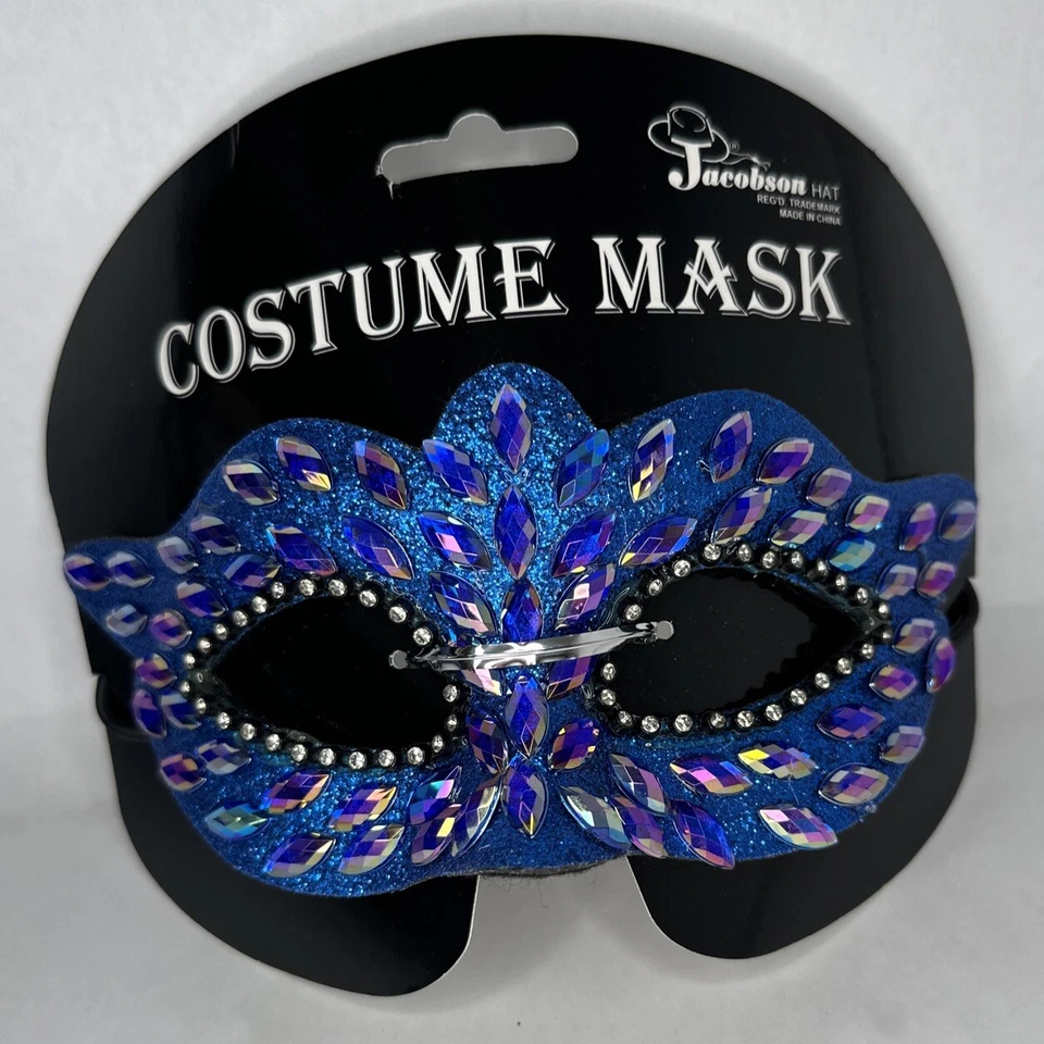 Jacobson Hat Co. Venetian Mask w/Blue & Purple Iridescent Faux Stones Costume - Image 2 of 4