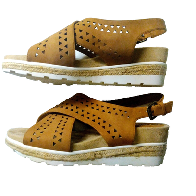 Bella Vita Womens Cheerful Faux Leather Espadrille Wedge Sandals