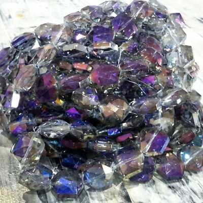 Elecroplated Hexagon Full Rainbow,Faceted,14x15x8mm,Dark Violet, 50pce Free Post