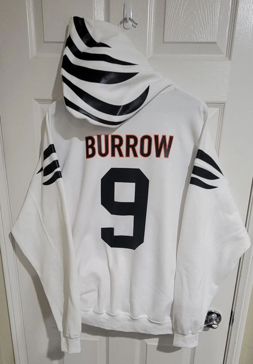 Cincinnati Bengals Joe Burrow Custom White Jersey Style Hoodie Hoody  Sweatshirt