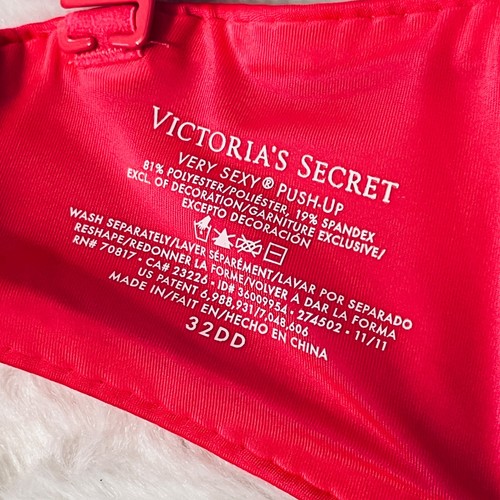 Victoria's Secret 32DD Very Sexy Push-up Plunge Bra Hot Pink Polka Dot Underwire - Picture 2 of 8