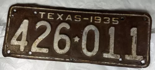 1935 texas license plate Man Cave Decor Garage VTG automobile