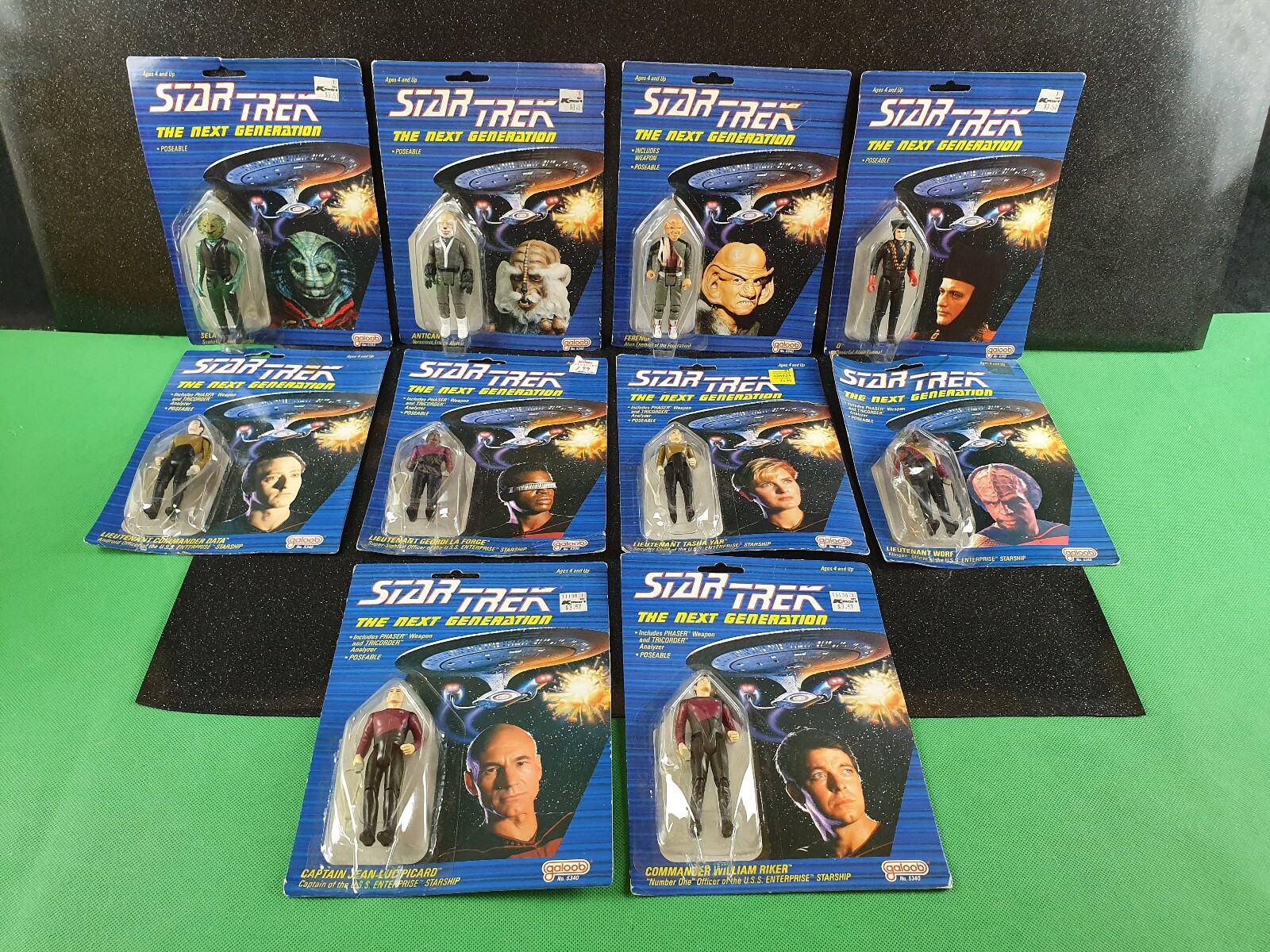 Vintage 80s Star trek TNG Galoob Complete set of 10 figures mosc good cond Vintage 80s Star trek TNG Galoob Complete set of 10 figures mosc good cond