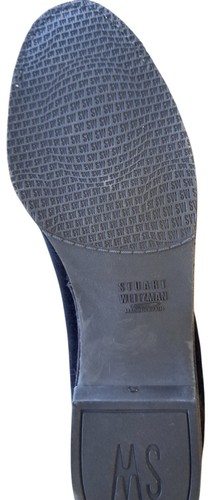 Stuart Weitzman 8.5 Belgian Shoe Style Black Velvet Loafer Leather Piping - Picture 3 of 7