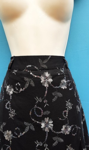 ALINE KICKFLARE SKIRT,BLACK/SILVER,SEQUIN,50S,60S,70S,80S VINTAGE LOOK,SIZE 12 - Picture 6 of 8