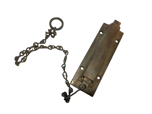 Antiguo pestillo de puerta de perno deslizante de resorte de cadena de montaje de puerta de superficie vintage - Imagen 2 de 3