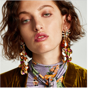 Zara Gold Sequin Tel Drop Stud Earrings Ebay Image Is Loading Zara Gold Sequin Tel Drop Stud Earrings
