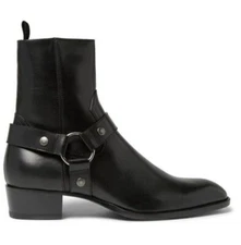 New Black Leather Formal Handmade Side Zipper Ankle Business Boots For Mens