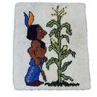 Vintage Native American Corn Stalk Finished Latchhook Wall Tapestry 35 x 29
