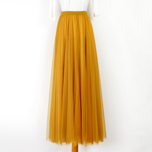Damen Lang Tüllrock Hohe Taille Mehrlagig Tutu Schier Netz Plissiert Swing Party - Bild 9 von 46