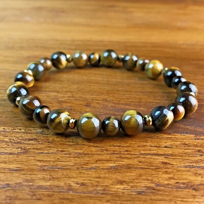 Armband Natursteine Tigerauge 8/6mm, Kristall aus Österreich