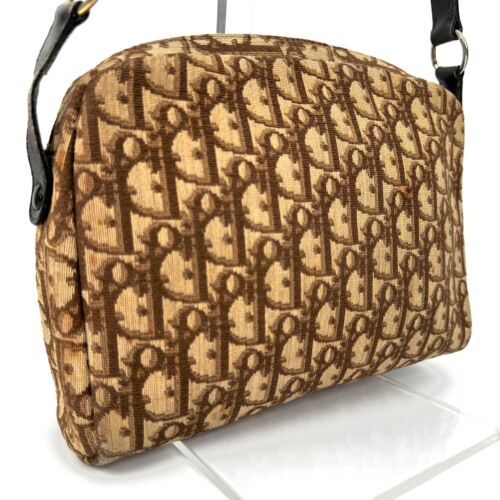 Christian Dior Trotter Shoulder Bag Purse Canvas Brown Auth - Picture 4 of 24