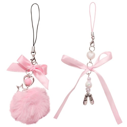 Plush Ball Bowknot Pendant Phone Charm Chain Strap Bag Decoration Lanyard - 第 1/10 張圖片