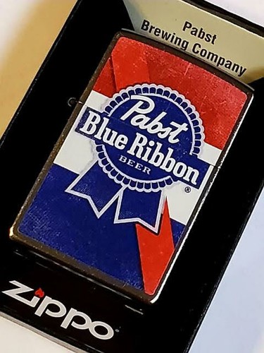 ZIPPO LIGHTER Pabst Blue Ribbon PBR Zippo Butane Insert Double RARE - Picture 3 of 6