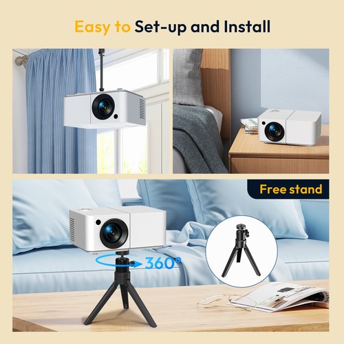 Proyector de cine en casa HD 1080p WiFi 5G Bluetooth Mini Proyector de cine en casa video HDMI USB - Imagen 8 de 13