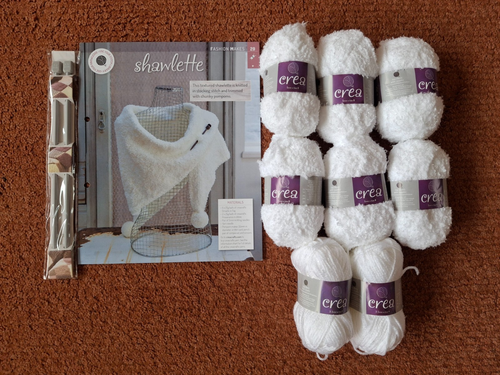 Strickset " Shawlette " weiß " Neu von Crea