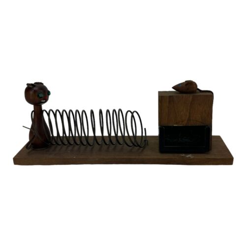 Vintage Cat & Mouse Envelope Holder, Business Card & Pen Holder. Desktop Decor - Picture 2 of 12