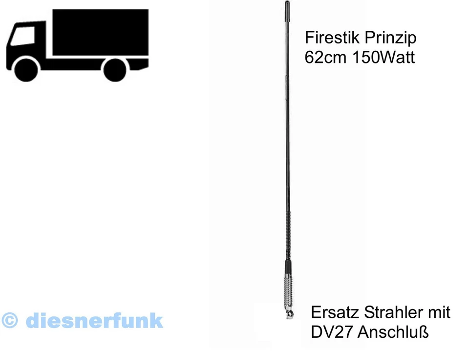 ALBRECHT CB FUNK ANTENNE FIRESTIK PRINZIP 62cm ERSATZSTRAHLER DV27 SCANIA VOLVO ACTROS