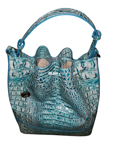 Nuova con etichette - Borsa a secchiello con coulisse minerale Brahmin Melbourne Collection Marlowe $325 - Foto 2 di 5