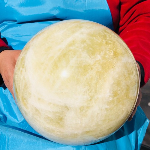 30.36LB Large Natural Yellow Crystal Ball Quartz Citrine Sphere Mineral Healing - Picture 17 of 20