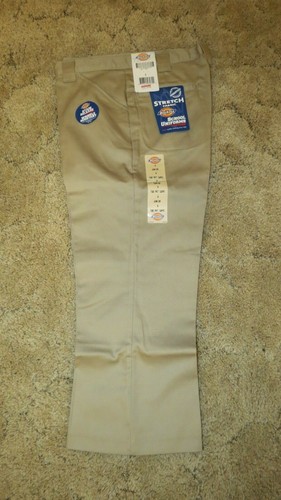 DICKIES Girls Junior Khaki Uniform Capri Sz 9 Boot Cut Waist 30" x Ins 21.5"  - Picture 1 of 10
