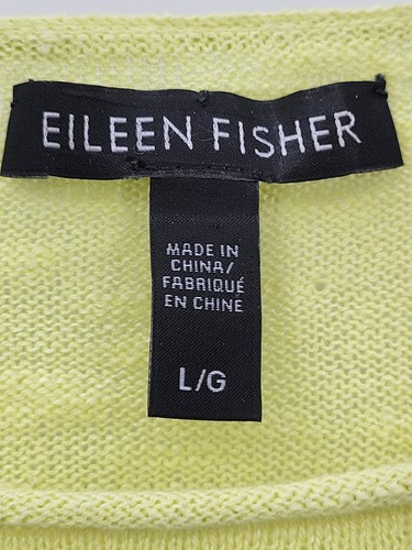 Eileen Fisher maglione donna grande giallo manica corta lino cotone Lagenlook - Foto 4 di 8