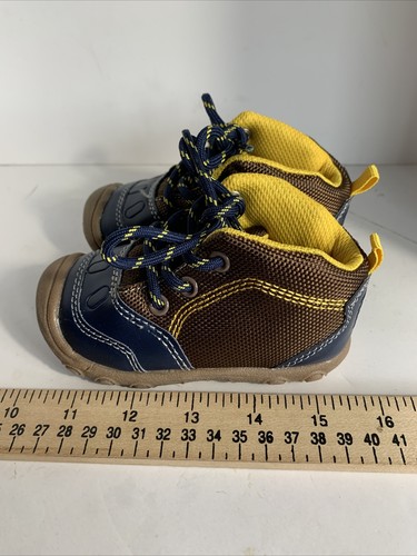 Carter's Child of Mine Shoes Toddler 5 Navy & Brown Lace Up Rubber Sole - Picture 5 of 8