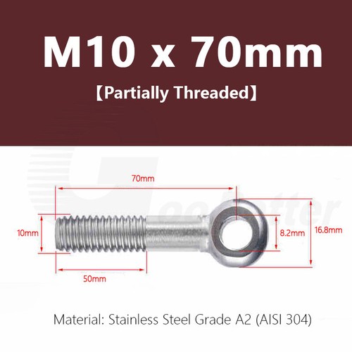 M10 Forged Eye Bolt Catenary Wire Hanging Screw EyeRod DIN444 A2 Stainless Steel - Picture 20 of 28