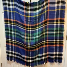 Simply Southern Blue/Green Plaid Blanket Scarf Shawl Soft Football/Holiday NWT