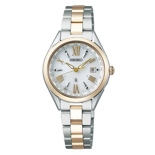 LUKIA SEIKO レディース時計 ホワイト/ゴールド SEIKO LUKIA SSQV106 Titanium Radio Solar Watch White Dial Gold