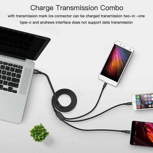 3 in 1 Fast USB Charging Cable Universal Multi Function Cell Phone Charger Cord - Picture 2 of 16