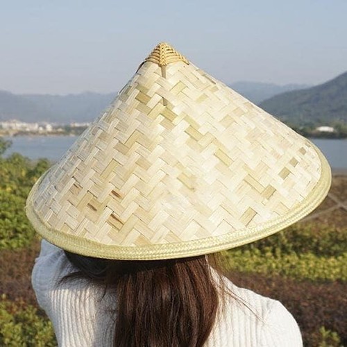 2Pack Traditional Chinese Adult Oriental Bamboo Straw Cone Garden Fishing Hat - Picture 3 of 3