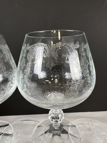 5 Import Associates Bohemia Etched Crystal CASCADE 4.75" Brandy Snifter Glass - Picture 2 of 5