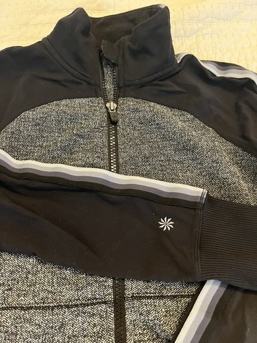 Athleta Girl Size M/8-10 Gray & Black Zip Up Jacket Zip Pockets - Picture 2 of 5