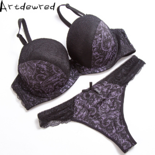 Sexy Thong Lace Push Up Bra Set Lingerie Sets Floral Big Size Bra Brief Sets - Picture 8 of 19