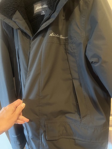 Eddie Bauer Men's Hooded Parka, Fleece Lined, Black Winter Coat, Jacket Size: M - Picture 7 of 8