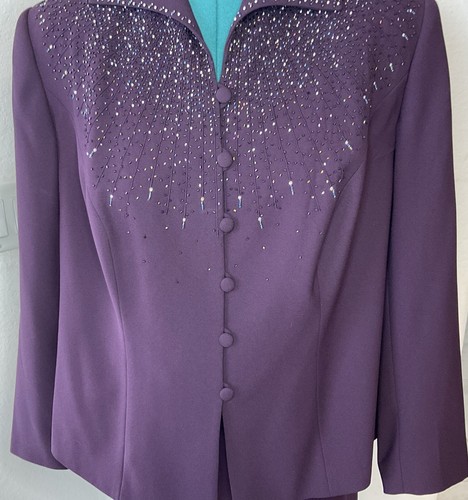 John Meyer Of Norwich Women’s 2Pc Burgandy Beaded Jacket Sz 16W **READ** - Picture 2 of 12