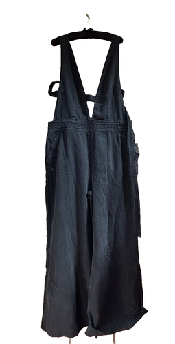 Anthropologie Pilcro Womens Deep V-Neck Jumpsuit Wide Leg Black Size 34 Casual