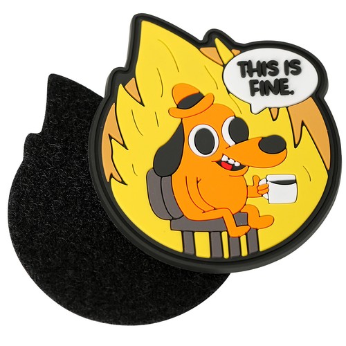 This is Fine Dog PVC Patch, 1/2 Pack Rubber Meme Morale Patch with Hook and Loop - Picture 8 of 11