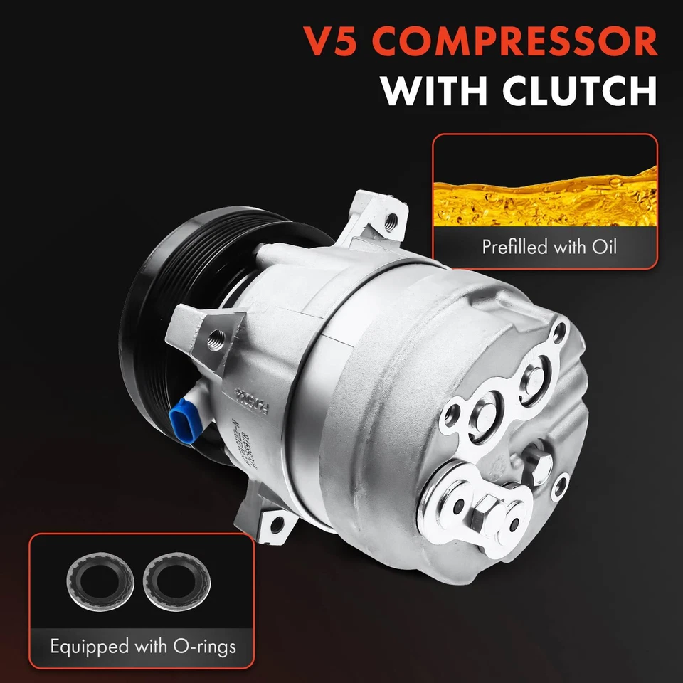 A/C Compressor w/ 6-Groove Pulley for Chevrolet S10 GMC Sonoma 1992 1993 L4 2.5L - Image 2 of 4