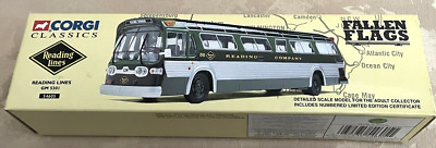 CORGI 54605, READING LINES GM BUS 5301, LIMITED ED, FALLEN FLAGS SERIES, NEW